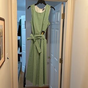 Midi dress w/slash pockets, detachable belt, A-line skirt, dress up or down